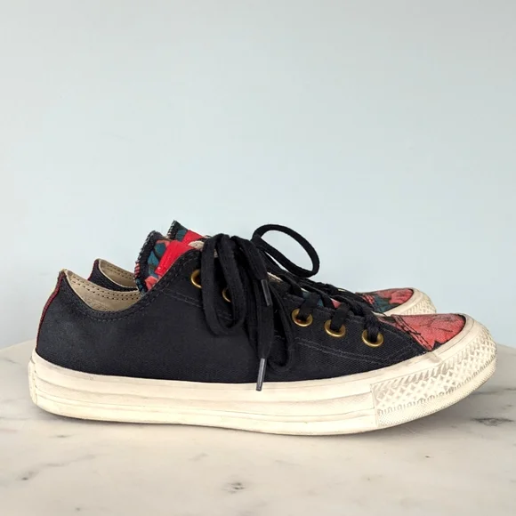 Converse Women's Black & Red Floral Low Top Sneakers - Picture 5 of 14